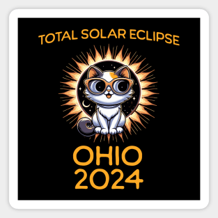 Funny Cat Sunglasses Total Solar Eclipse April 2024 Ohio Magnet